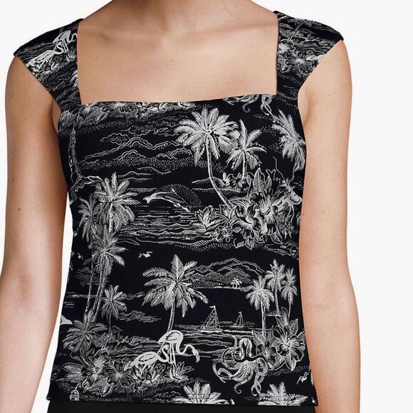 Land's End Square Neck Back underwire tankini top modern length orange mist - Picture 7 of 16